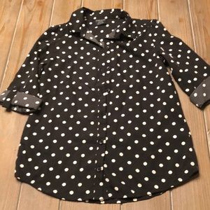 Girls polka dot button up